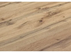 Mesa de madera acabado roble, base extensible blanca 90×90-180×90cm - LIPARI