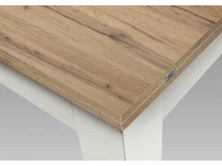 Mesa de madera acabado roble, base extensible blanca 90×90-180×90cm - LIPARI