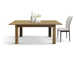 Mesa de madera, acabado roble rústico, extensible 140x80 cm - 180x80 cm - ZAGABRIA