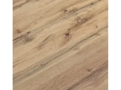Mesa de madera, acabado roble, base en X de metal blanco, 180×90–260×90 - CAMAIORE