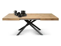 Mesa de madera, acabado roble, base antracita, extensible 160x90 - FORTE DEI MARMI