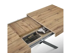 Mesa de madera, acabado roble, base antracita, extensible 160x90 - FORTE DEI MARMI