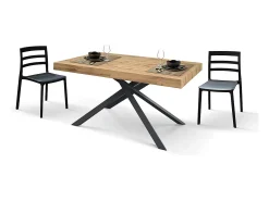 Mesa de madera, acabado roble, base antracita, extensible 160x90 - FORTE DEI MARMI