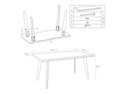 Mesa de madera acabado roble con patas de metal negro 160x90 - ALICUDI