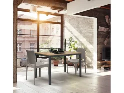 Mesa de madera acabado roble, estructura de metal antracita 110x68 - RAVENNA