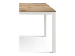 Mesa de madera acabado roble, marco metal blanco 80x80 - RAVENNA