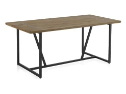 Mesa de madera de abeto 180x90 con patas metálicas negras