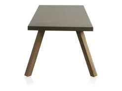 Mesa de madera de acacia y tapa de cemento ligero gris claro 200x90 cm