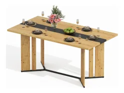 Mesa de madera de estilo escandinavo, veta de roble, 150 cm, impermeable.