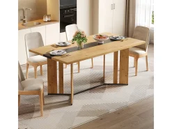 Mesa de madera de estilo escandinavo, veta de roble, 150 cm, impermeable.