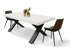 Mesa de madera de fresno blanco,patas blancas,ext.180x90-260x90cm - AMALFI
