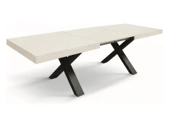 Mesa de madera de fresno blanco,patas blancas,ext.180x90-260x90cm - AMALFI