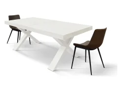 Mesa de madera de fresno blanco, patas blancas, extensión 160x90-240x90cm - AMALFI