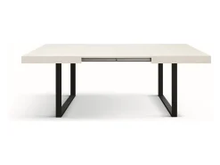 Mesa de madera de fresno blanco,base antracita, alargamiento 140×90-220×90cm - CINQUALE