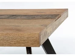Mesa de madera de mango y patas de acero negro, 160×90 cm - MANCHESTER