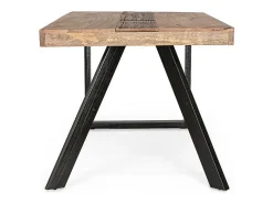 Mesa de madera de mango y patas de acero negro, 160×90 cm - MANCHESTER