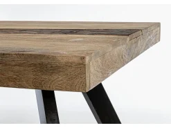 Mesa de madera de mango y patas de acero negro, 200×100 - MANCHESTER