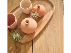 Mesa de madera de teca reciclada y metal 8 p.