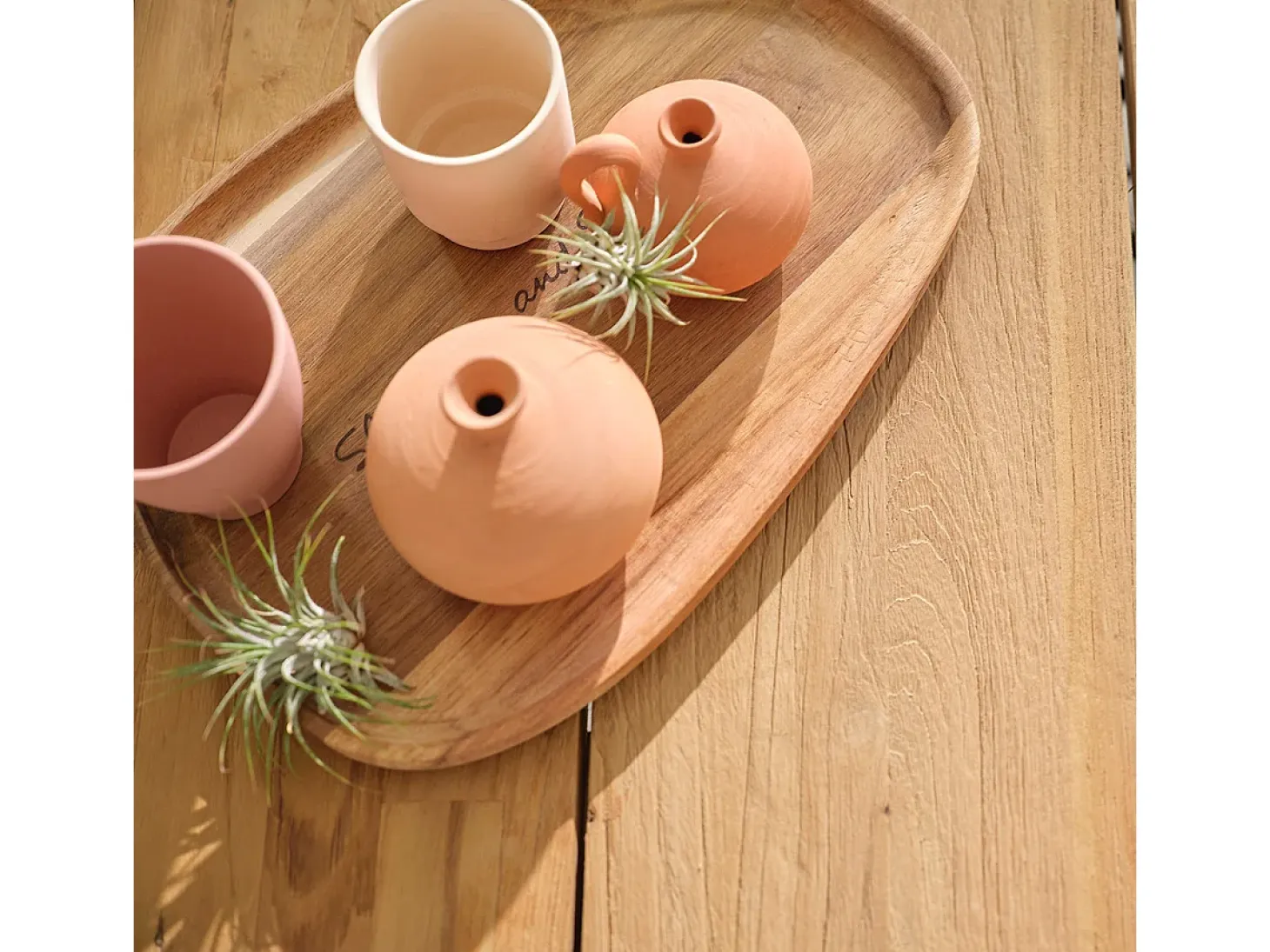 Mesa de madera de teca reciclada y metal 8 p.