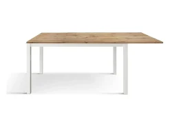 Mesa de madera, efecto roble, base blanca, ext.160x90-210x90cm - TROPEA