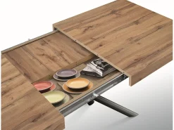 Mesa de madera, efecto roble, base antracita,largo 140x90-220x90cm - CARRARA
