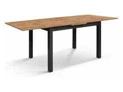 Mesa de madera efecto roble, patas antracita, 140x80-220x80cm largo - POSITANO