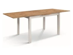 Mesa de madera efecto roble con patas blancas, 140X80-220x90cm de largo - POSITANO