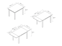 Mesa de madera efecto roble con patas blancas, 140X80-220x90cm de largo - POSITANO