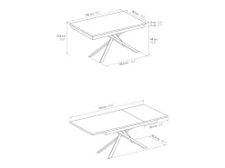 Mesa de madera, efecto roble, base antracita, 140x80-190x80cm - VOLPAIA