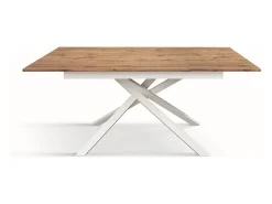 Mesa de madera, efecto roble, base blanca, ext.120x80-170x80cm - VOLPAIA