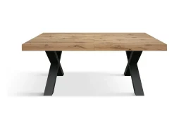 Mesa de madera efecto roble, patas antracita, ext.180x90-260x90cm - AMALFI