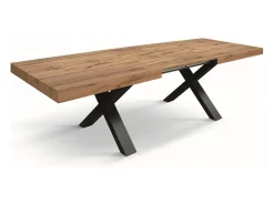 Mesa de madera efecto roble, patas antracita, ext.180x90-260x90cm - AMALFI