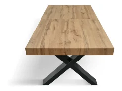 Mesa de madera efecto roble, patas antracita, ext.180x90-260x90cm - AMALFI