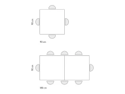 Mesa de madera efecto roble con patas blancas, 90x90-180x90cm - POSITANO