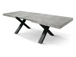 Mesa de madera gris cemento, patas antracita, ext.160x90-240x90cm - AMALFI