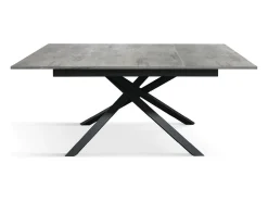 Mesa de madera, gris hormigón, base antracita, 140x80-190x80cm - VOLPAIA