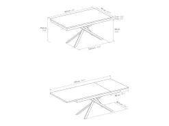 Mesa de madera, gris hormigón, base antracita, 160x90-210x90cm - VOLPAIA