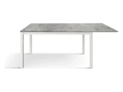 Mesa de madera, hormigón gris, base blanca, ext.120x80-170x80cm - TROPEA