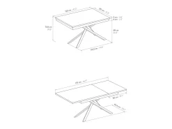 Mesa de madera, hormigón gris, base blanca, ext.120x80-170x80cm - VOLPAIA