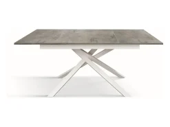 Mesa de madera, hormigón gris, base blanca, ext.120x80-170x80cm - VOLPAIA