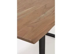 Mesa de madera maciza de acacia 140x80 con patas metálicas negras