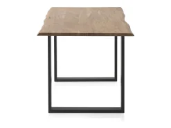Mesa de madera maciza de acacia 140x80 con patas metálicas negras