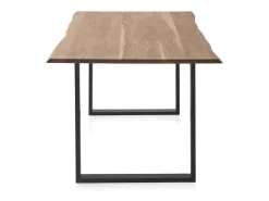 Mesa de madera maciza de acacia 180x90 con patas metálicas negras