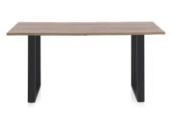 Mesa de madera maciza de acacia 180x90 con patas metálicas negras