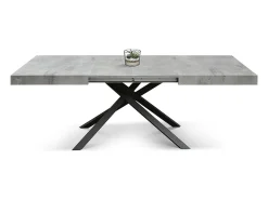 Mesa de madera,acabado gris cemento,base antracita,extensible 140x90 - FORTE DEI MARMI