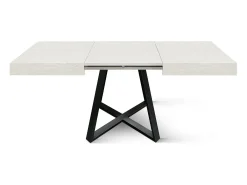Mesa de madera,fresno blanco, base antracita, 95x90-145x90cm - FORTE DEI MARMI
