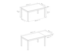 Mesa de madera,fresno blanco, base antracita, ext.140x80-190x80cm - TROPEA