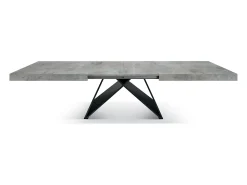 Mesa de madera,gris hormigón,base antracita,longitud 160×90-240×90cm - VULCANO