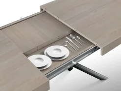 Mesa de madera,olmo perla, base antracita, ext.140x90-220x90cm - CARRARA