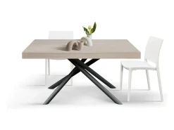 Mesa de madera,olmo perla, base antracita, ext.140x90-220x90cm - CARRARA